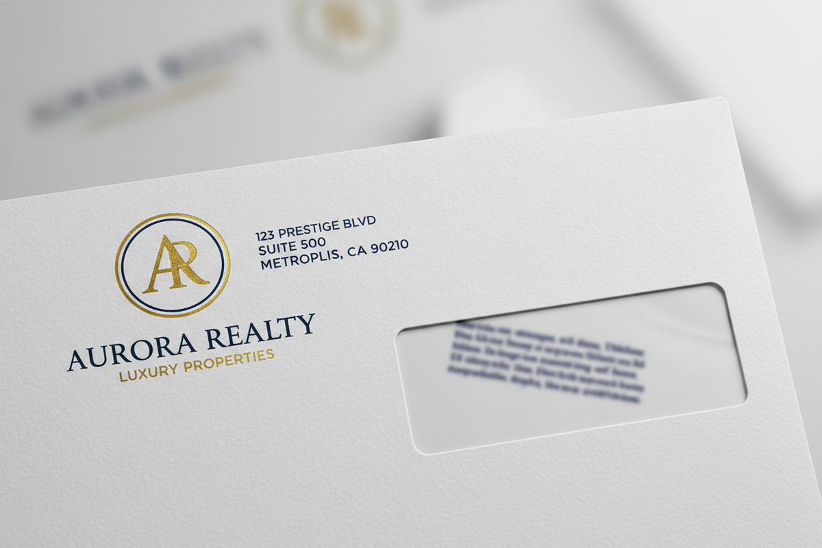Close-up custom printed envelope